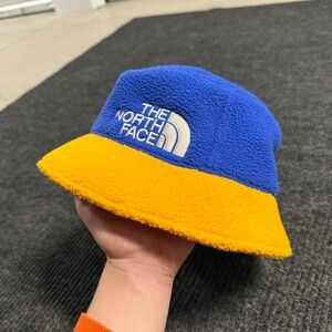 The North Face Blue and Gold Fleece Bucket Hat